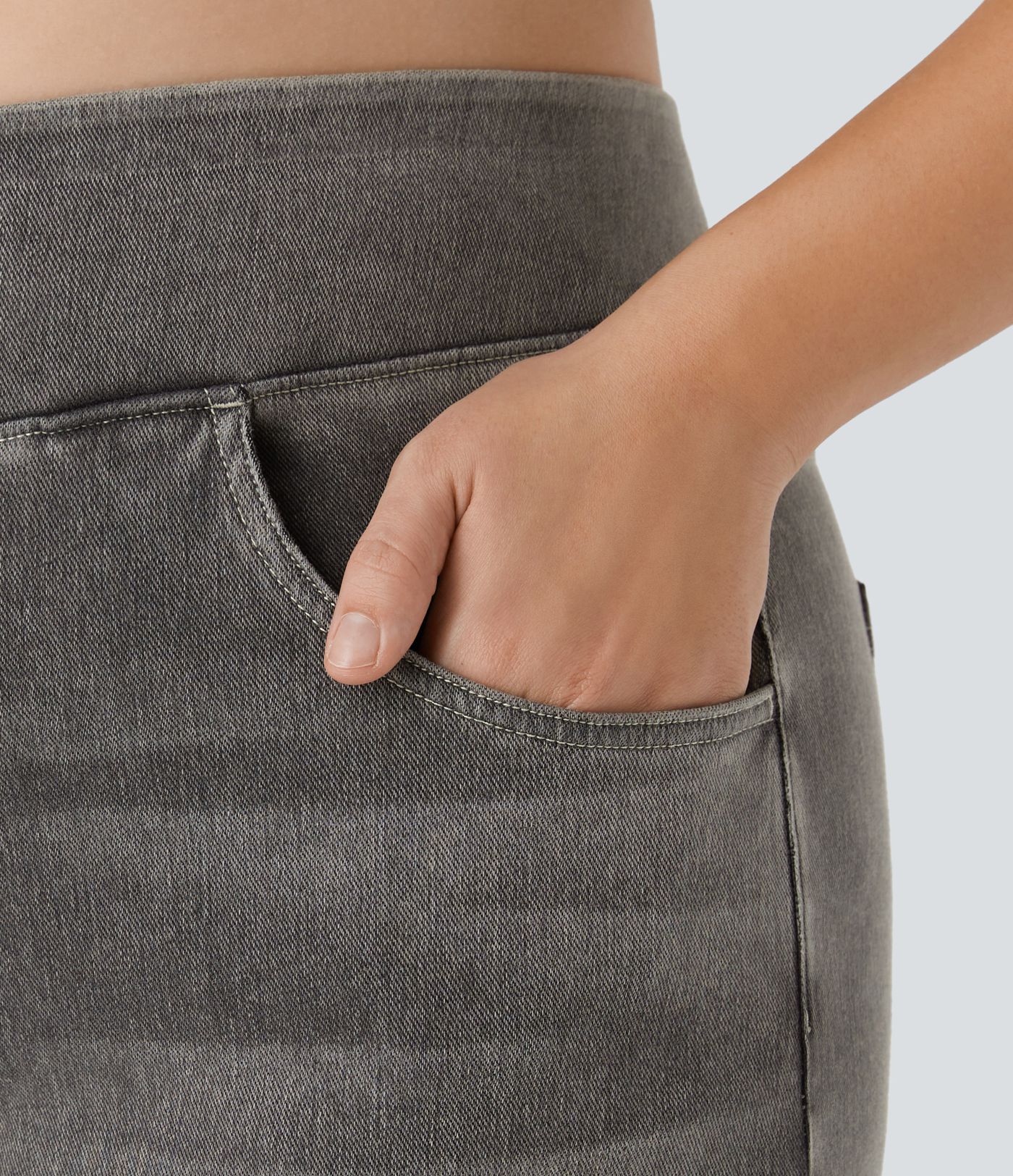 Halara Flex™ High Waisted Pockets Baggy Wide Leg Washed Casual Plus Size Jeans