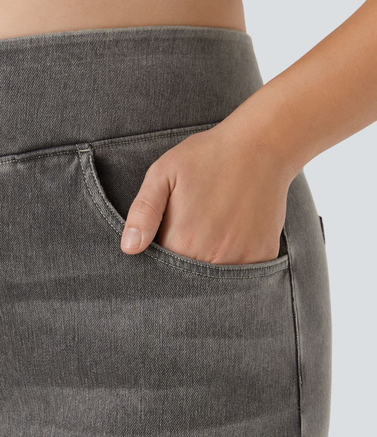 Halara Flex™ High Waisted Pockets Baggy Wide Leg Washed Casual Plus Size Jeans