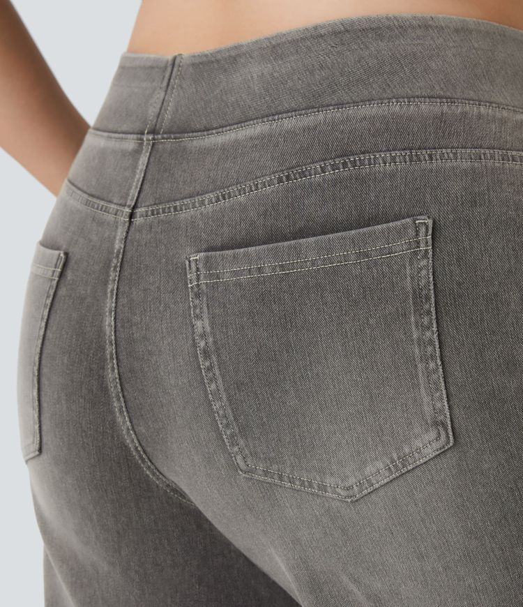 Halara Flex™ High Waisted Pockets Baggy Wide Leg Washed Casual Plus Size Jeans