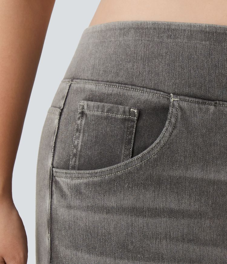 Halara Flex™ High Waisted Pockets Baggy Wide Leg Washed Casual Plus Size Jeans