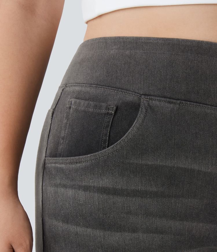 Halara Flex™ High Waisted Pockets Baggy Wide Leg Washed Casual Plus Size Jeans