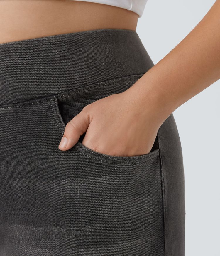 Halara Flex™ High Waisted Pockets Baggy Wide Leg Washed Casual Plus Size Jeans