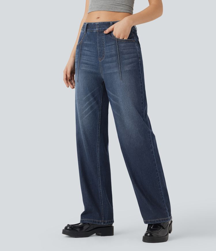 Halara Flex™ High Waisted Straight Leg Casual Jeans with Pockets