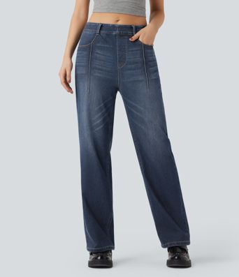 Halara Flex™ High Waisted Straight Leg Casual Jeans with Pockets