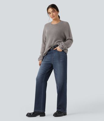 Halara Flex™ High Waisted Straight Leg Casual Jeans with Pockets
