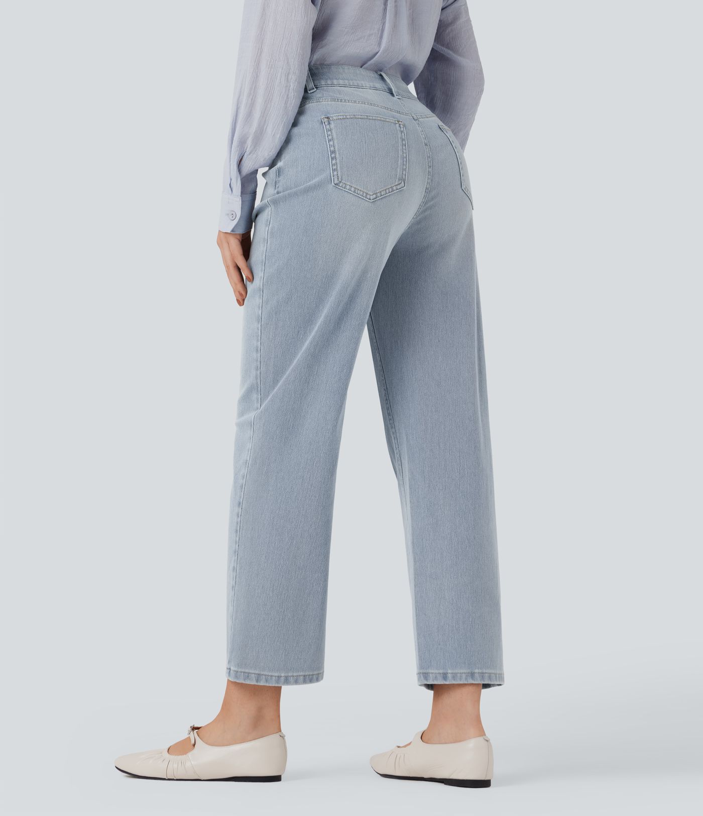 Halara Flex™ High Waisted Straight Leg Washed Casual Jeans with Pockets