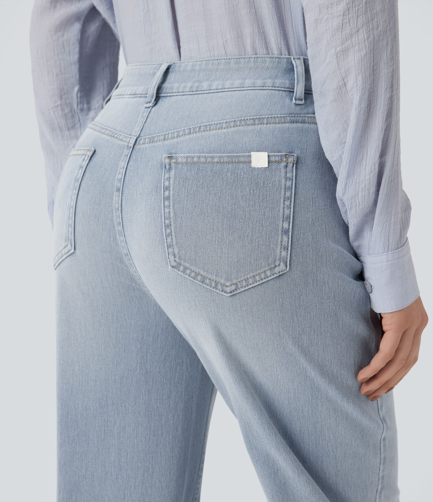 Halara Flex™ High Waisted Straight Leg Washed Casual Jeans with Pockets