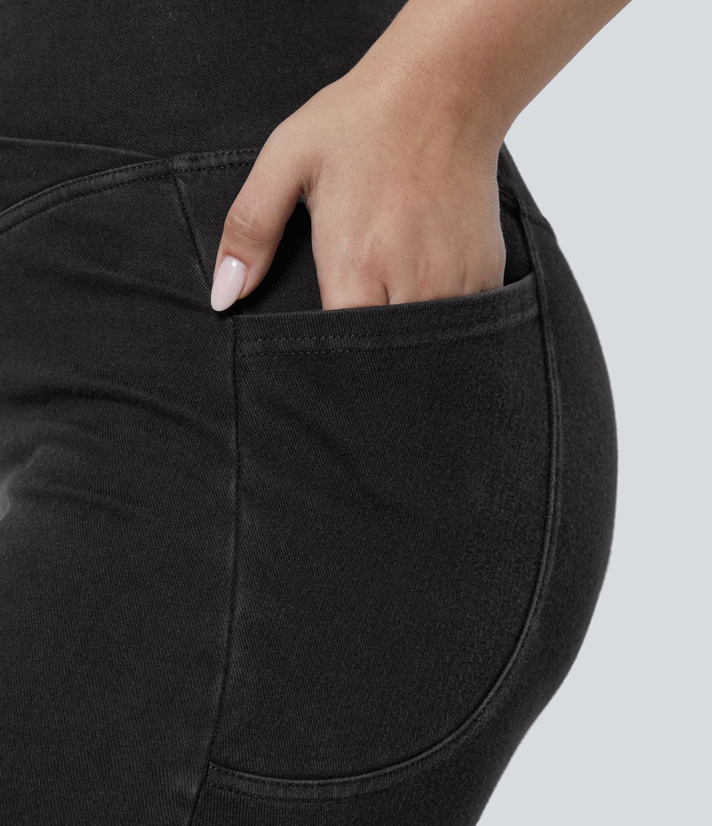 Halara Flex™ Crossover Pocket Washed Denim Work Plus Size Leggings