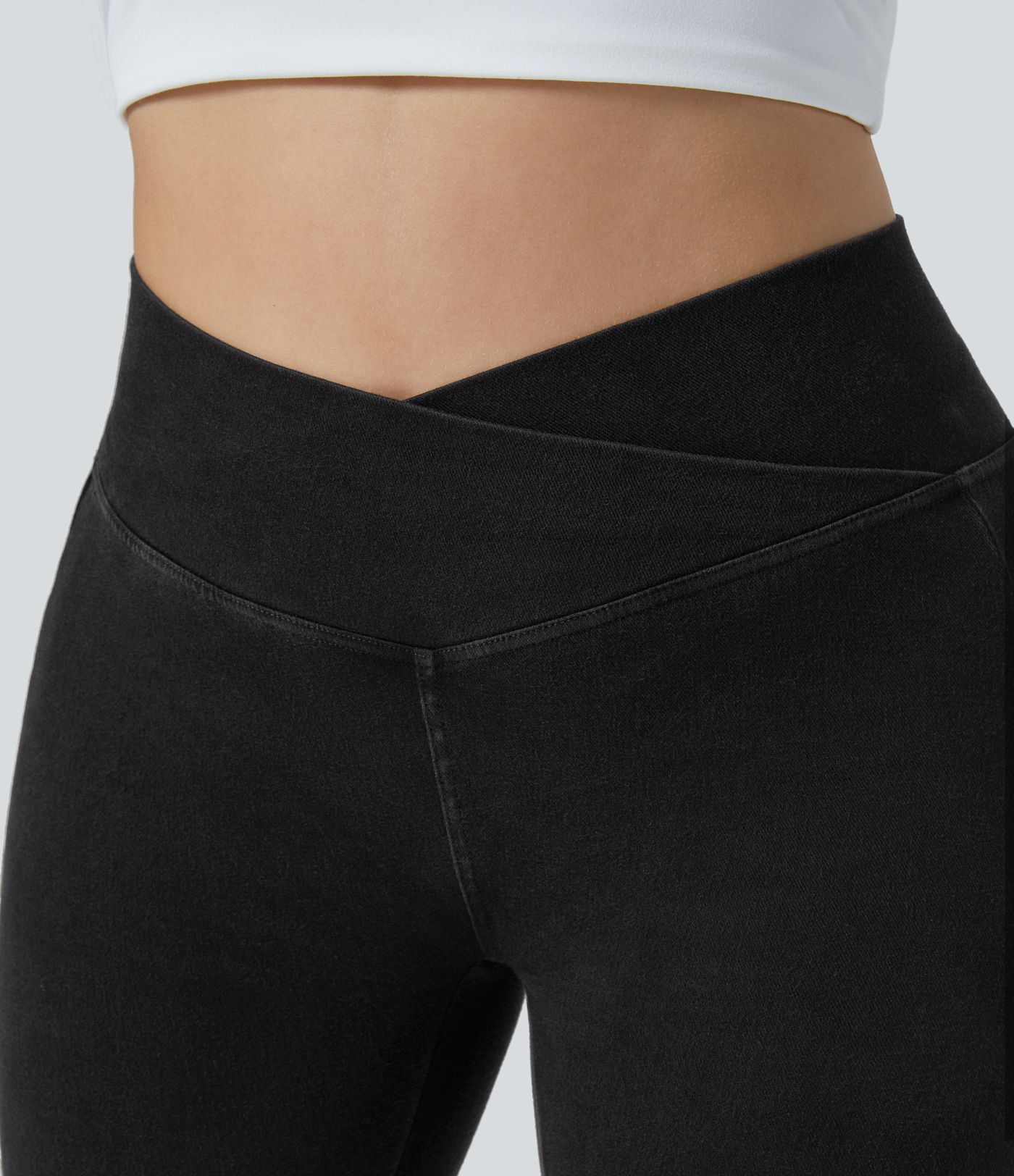 Halara Flex™ Crossover Pocket Washed Denim Work Plus Size Leggings