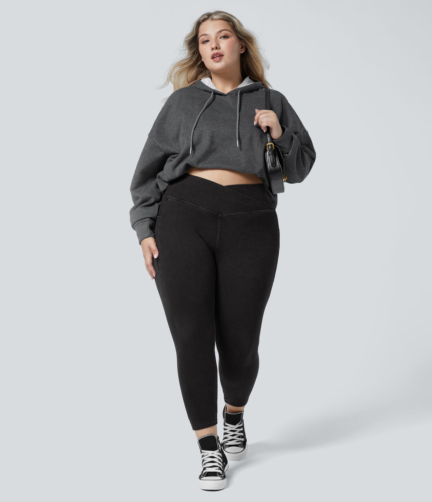 Halara Flex™ Crossover Pocket Washed Denim Work Plus Size Leggings