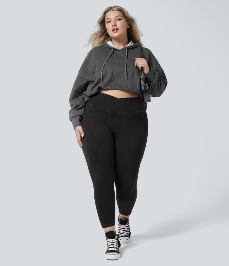 Halara Flex™ Crossover Pocket Washed Denim Work Plus Size Leggings