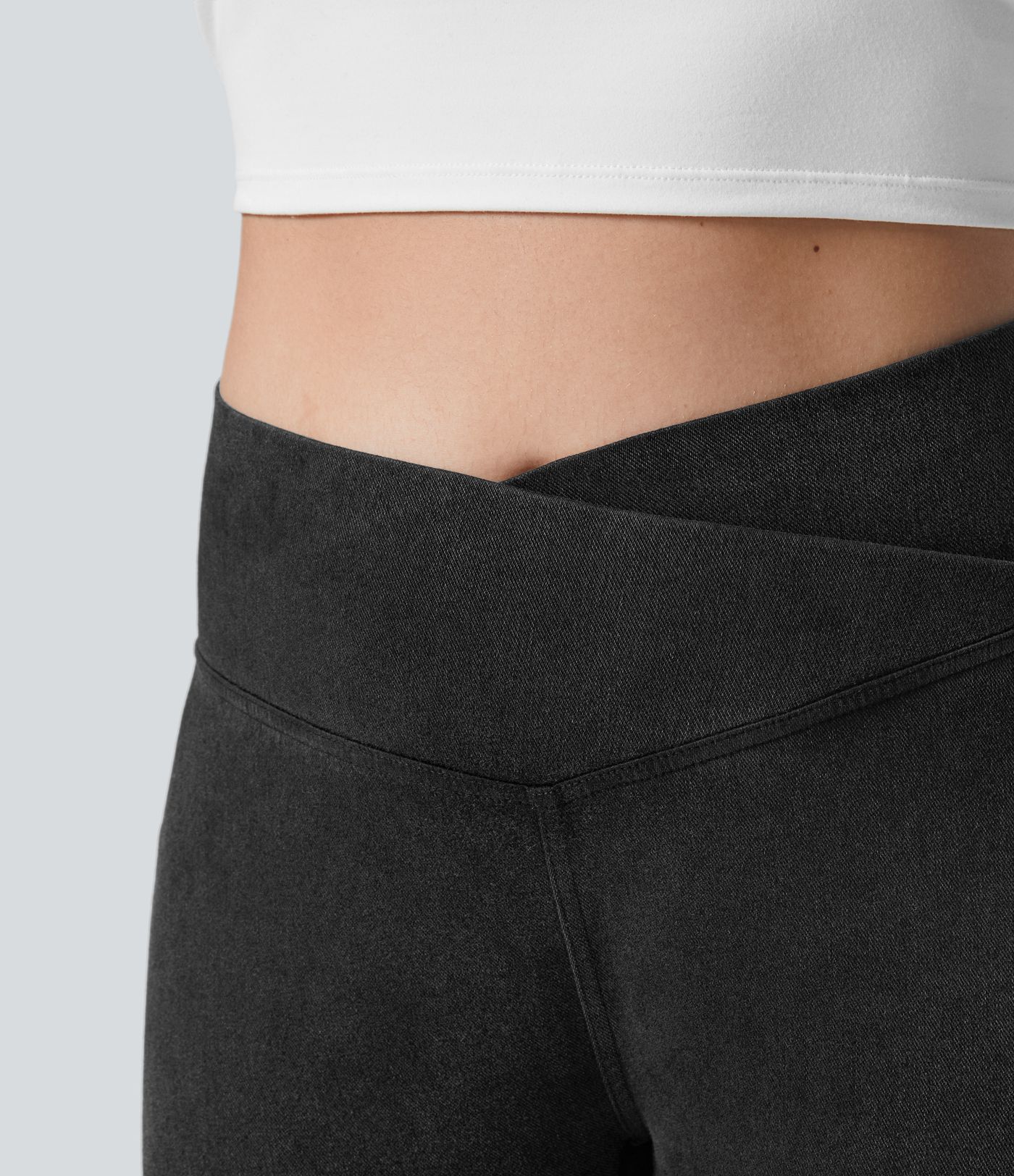 Halara Flex™ Skośne Legginsy Robocze z Kieszenią, Pranie Dżinsowe, Rozmiary Plus