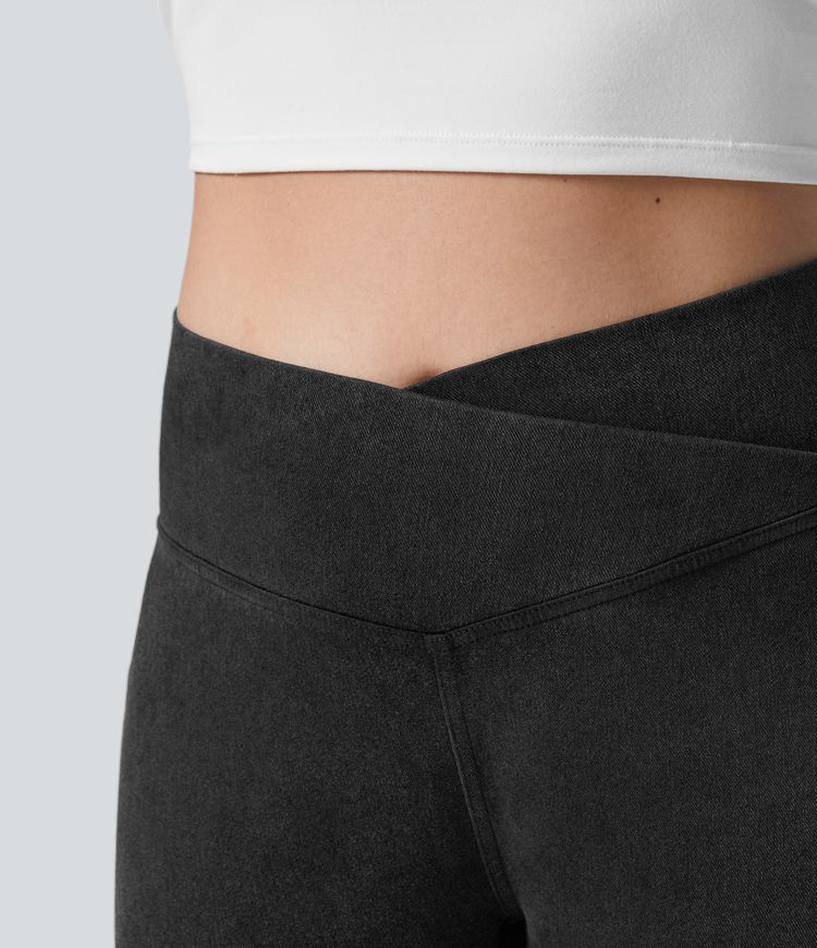 Halara Flex™ Skośne Legginsy Robocze z Kieszenią, Pranie Dżinsowe, Rozmiary Plus