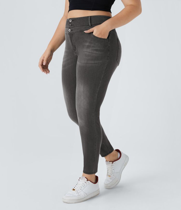 Halara Flex™ High Waisted Zipper Pockets Casual Skinny Plus Size Jeans
