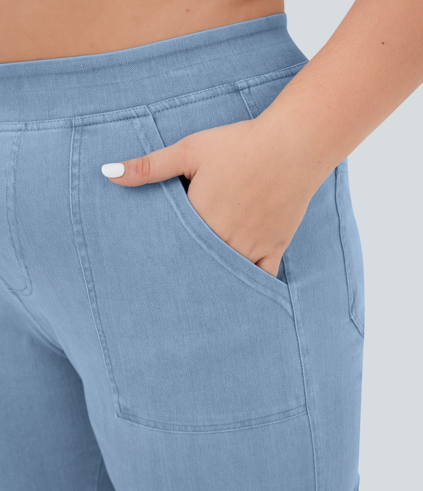 Halara Flex™ Jean Droite Cargo Taille Mi-Haute Multiples Poches Décontracté Extensible Droite Grande Taille