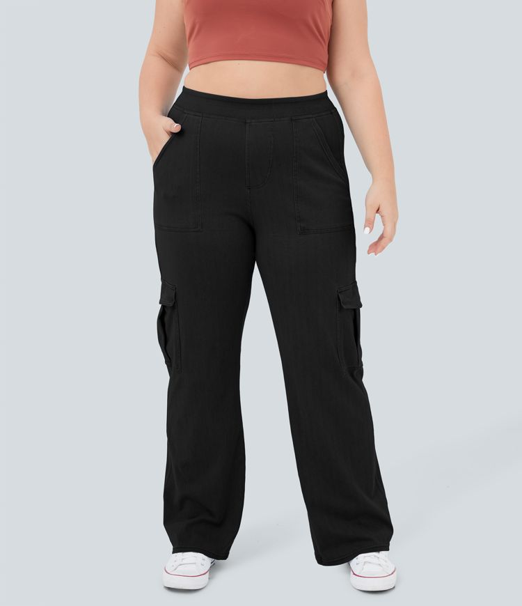 Halara Flex™ Mid Rise Pockets Straight Leg Plus Size Casual Cargo Jeans