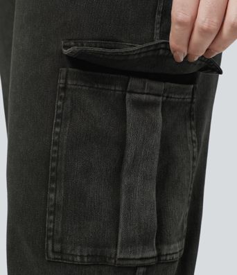 Halara Flex™ Mid Rise Pockets Straight Leg Plus Size Casual Cargo Jeans Halara Flex™ Mid Rise Pockets Straight Leg Plus Size Casual Cargo Jeans