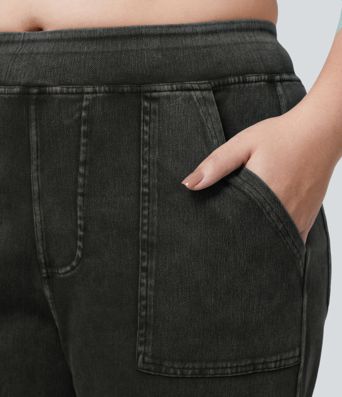 Halara Flex™ Mid Rise Pockets Straight Leg Plus Size Casual Cargo Jeans Halara Flex™ Mid Rise Pockets Straight Leg Plus Size Casual Cargo Jeans