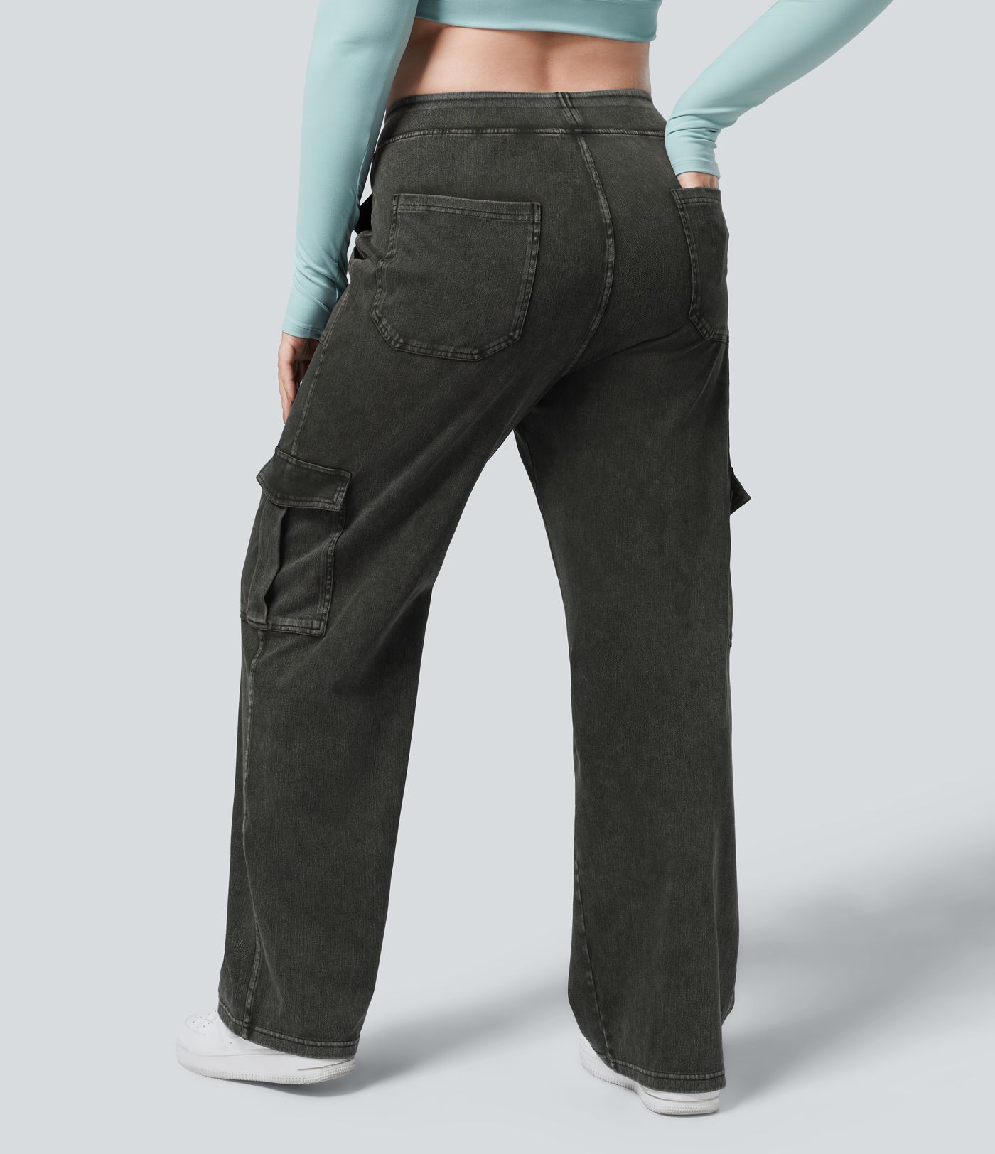 Halara Flex™ Mid Rise Pockets Straight Leg Plus Size Casual Cargo Jeans Halara Flex™ Mid Rise Pockets Straight Leg Plus Size Casual Cargo Jeans