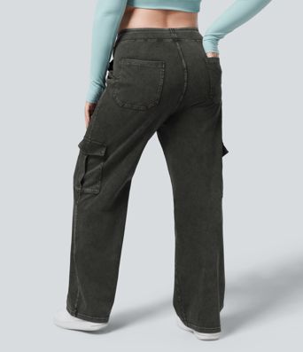 Halara Flex™ Mid Rise Pockets Straight Leg Plus Size Casual Cargo Jeans Halara Flex™ Mid Rise Pockets Straight Leg Plus Size Casual Cargo Jeans