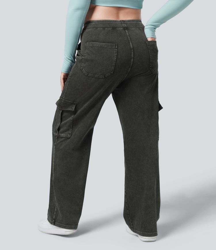 Halara Flex™ Mid Rise Pockets Straight Leg Plus Size Casual Cargo Jeans Halara Flex™ Mid Rise Pockets Straight Leg Plus Size Casual Cargo Jeans