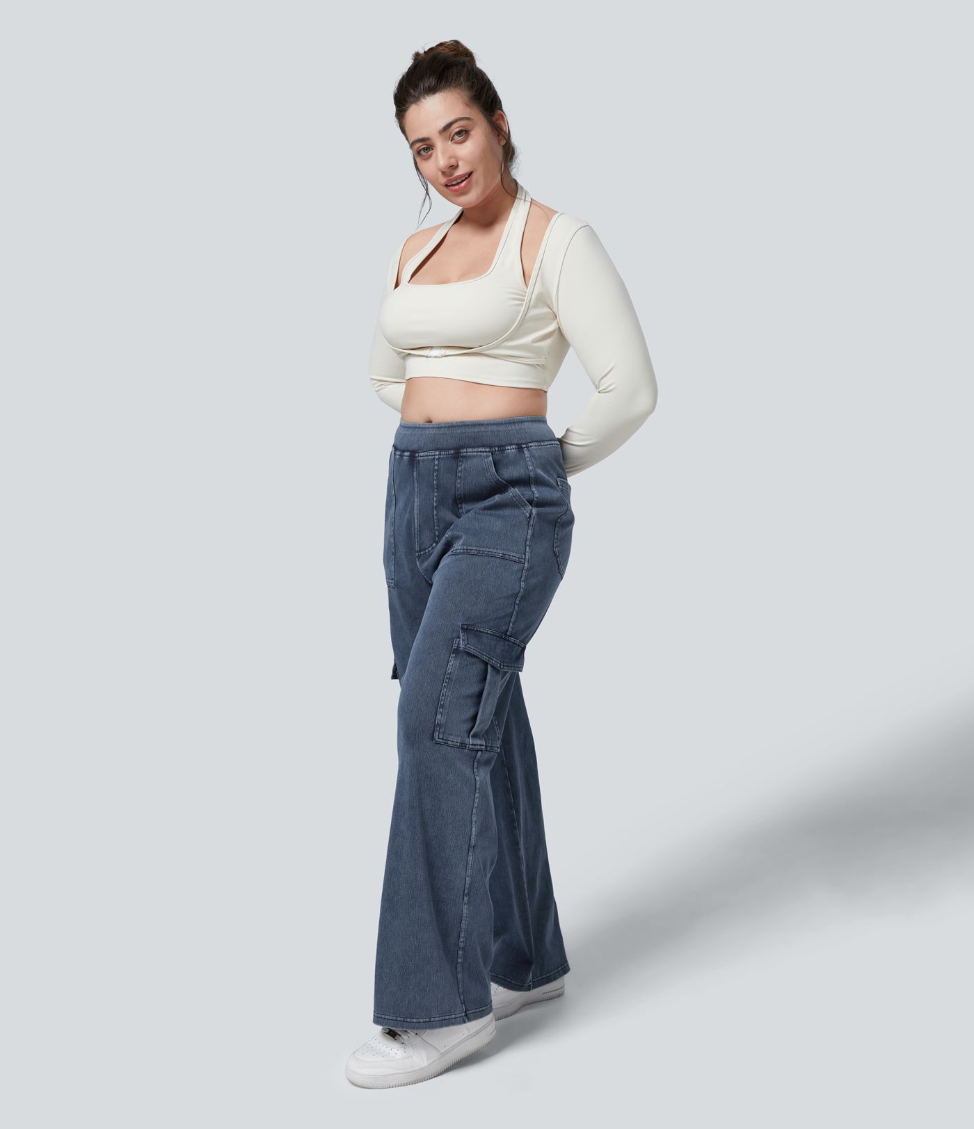 Halara Flex™ Mid Rise Pockets Straight Leg Plus Size Casual Cargo Jeans