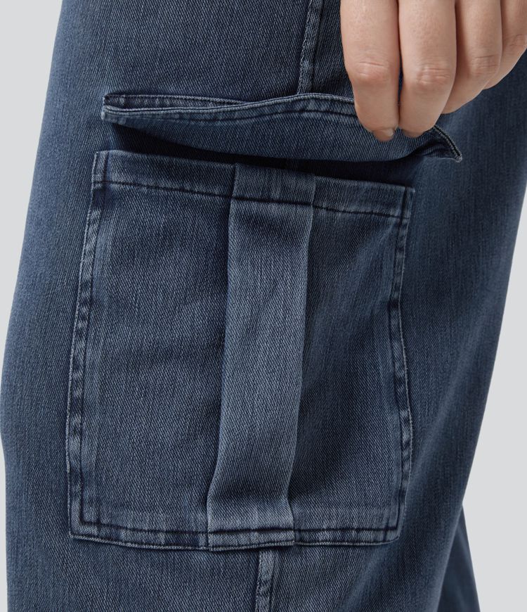 Halara Flex™ Mid Rise Pockets Straight Leg Plus Size Casual Cargo Jeans