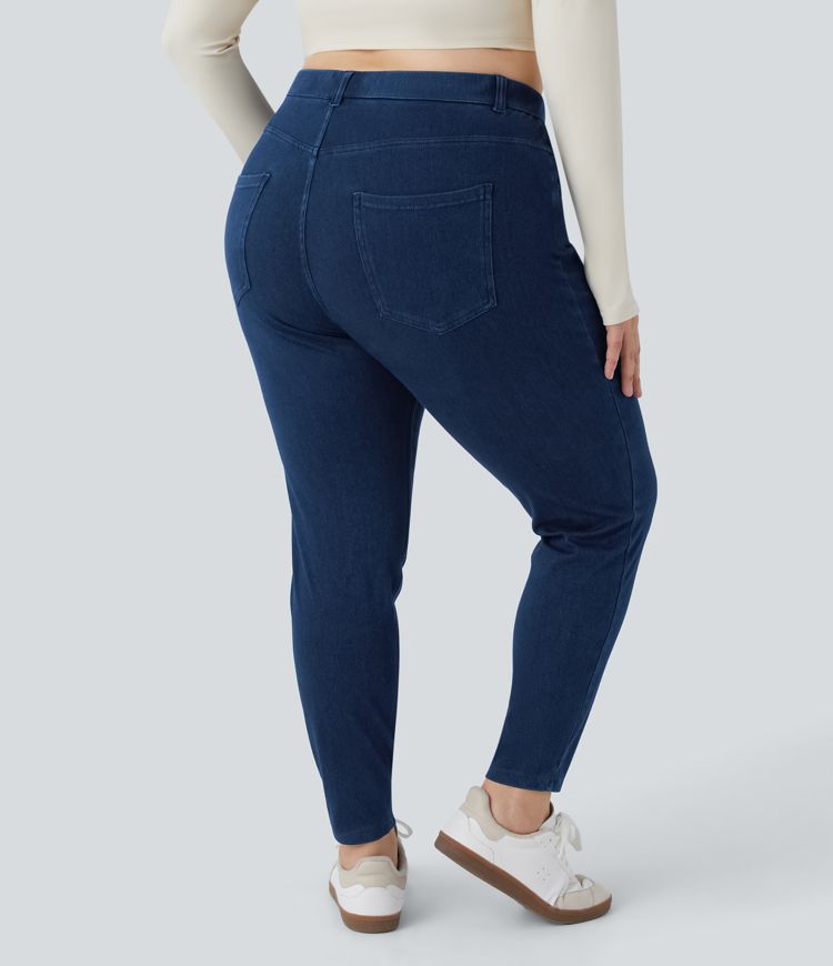 Leggings 7/8 Halara Flex™ Denim oficina elástico múltiple bolsillo tiro alto Talla grande