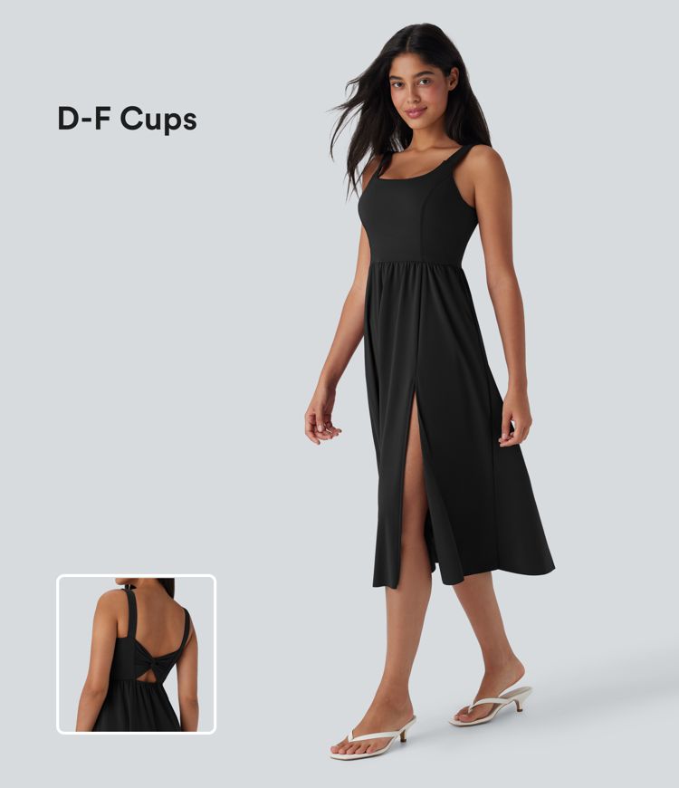SoftlyZero™ Airy Padded Cool Touch Midi Casual Dress with Pockets D-F Cups