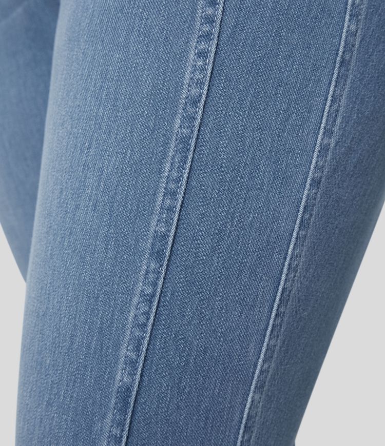 Halara Flex™ Jean Skinny Grande Taille Casual en Tricot Extensible Taille Mi-Haute avec Bouton et Fermeture Éclair et Plusieurs Poches
