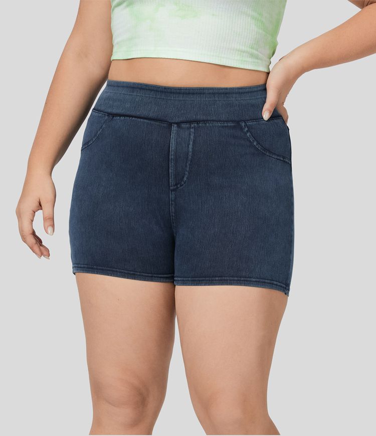 Pantalón corto Halara Flex™ Denim mezclilla elástico bolsillo lateral trasero tiro alto 7.5cm