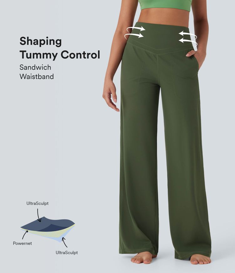Halara UltraSculpt™ SoCinched High Waisted Tummy Control Straight Leg Yoga Pants with Pockets