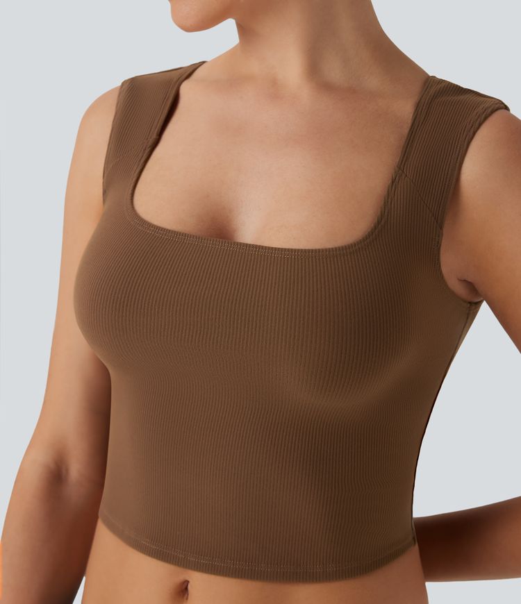 SoftlyZero™ Ribbed U Neck Cropped Casual Tank Top