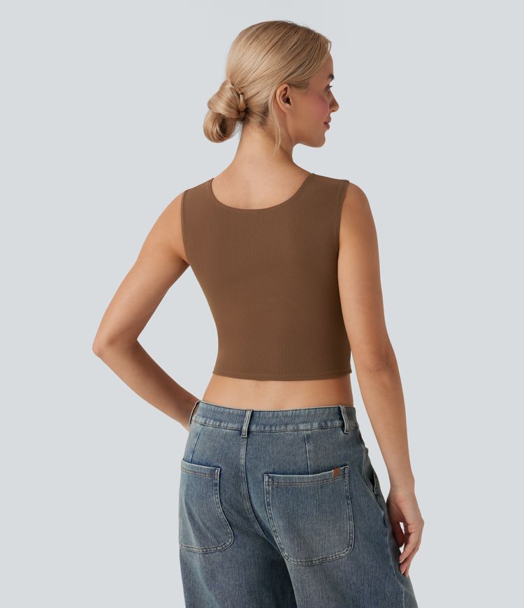 SoftlyZero™ Ribbed U Neck Cropped Casual Tank Top
