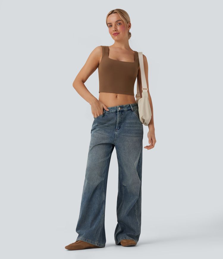 SoftlyZero™ Ribbed U Neck Cropped Casual Tank Top