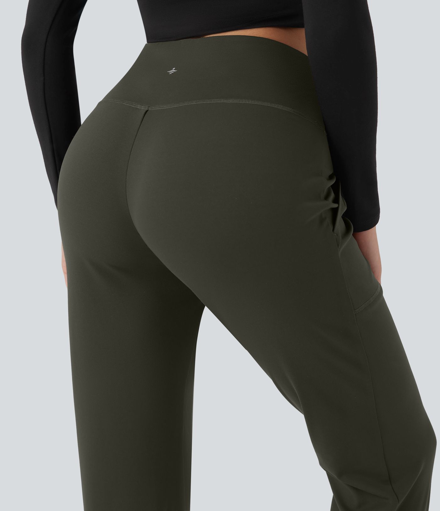 DayStretch High Waisted Crossover Tapered Casaul Trousers with Pockets