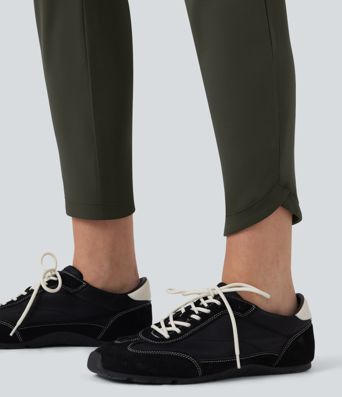 DayStretch High Waisted Crossover Tapered Casaul Trousers with Pockets