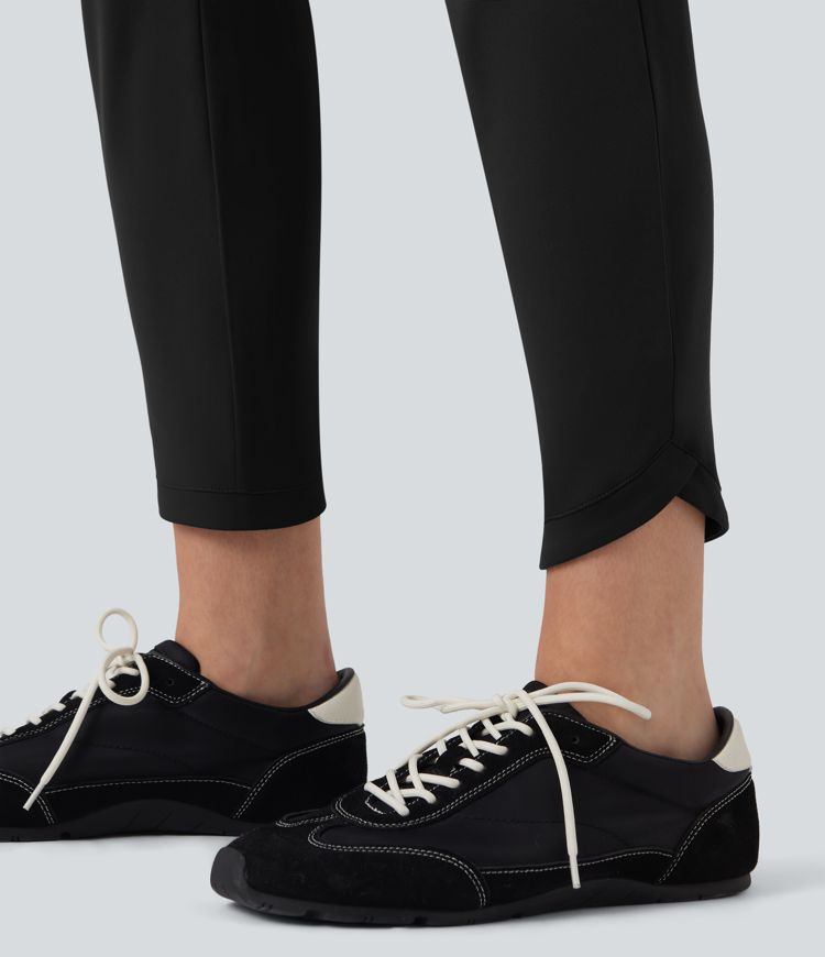 DayStretch High Waisted Crossover Tapered Casaul Pants with Pockets