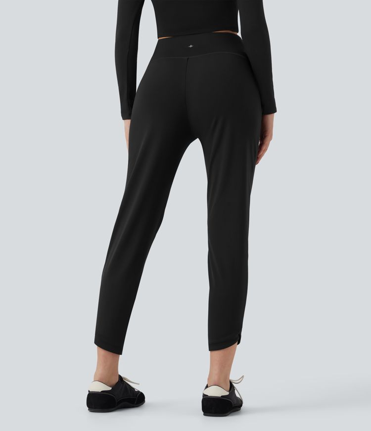 DayStretch High Waisted Crossover Tapered Casaul Pants with Pockets