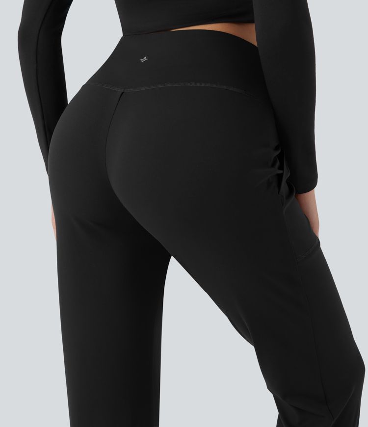 DayStretch High Waisted Crossover Tapered Casaul Pants with Pockets