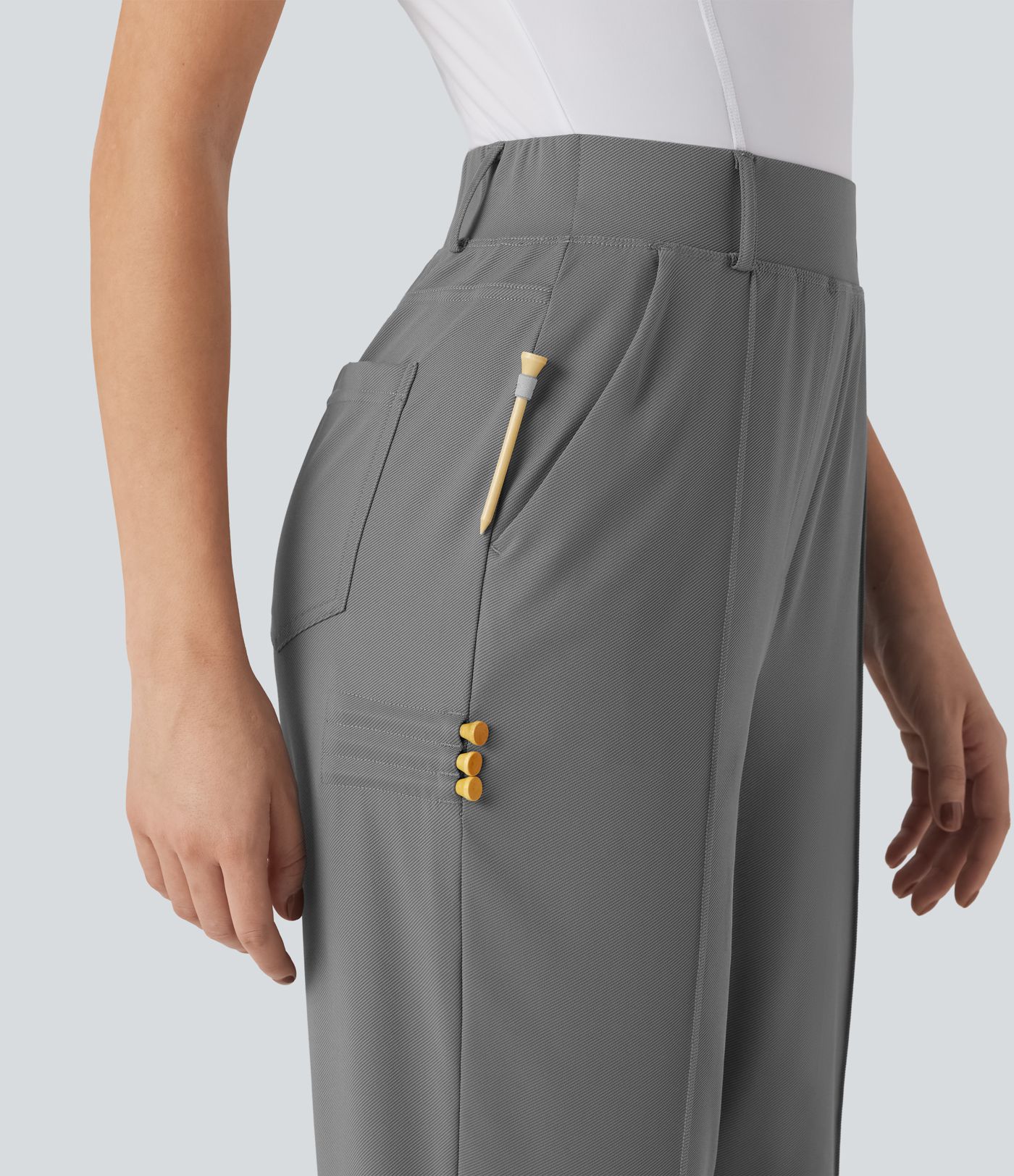 High Waisted Quick Dry Golf Trousers with Pockets-Golf Tee-UPF40+