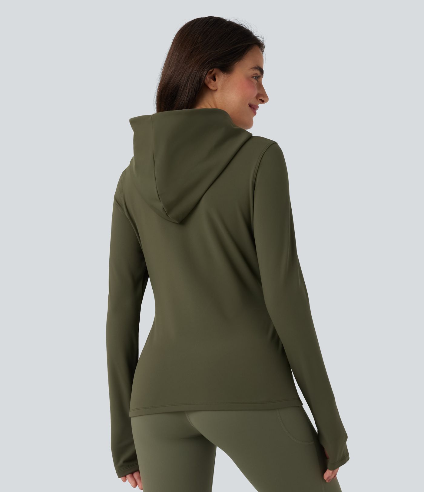 Sudadera polar de senderismo con capucha manga larga agujeros para los pulgares y bolsillos