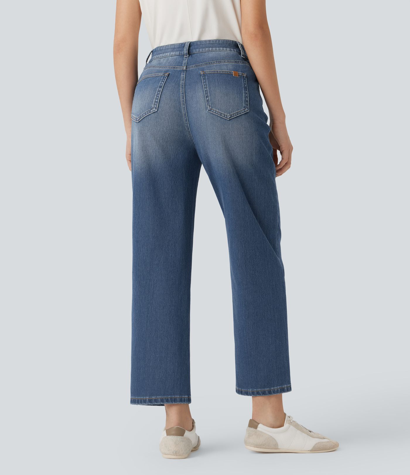 Halara Flex™ High Waisted Straight Leg Washed Casual Jeans with Pockets