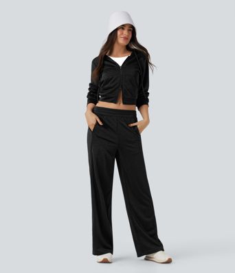 Hooded Long Sleeve Zip Fly Drawstring Relaxed Fit Sparkle Casual Sweatshirt