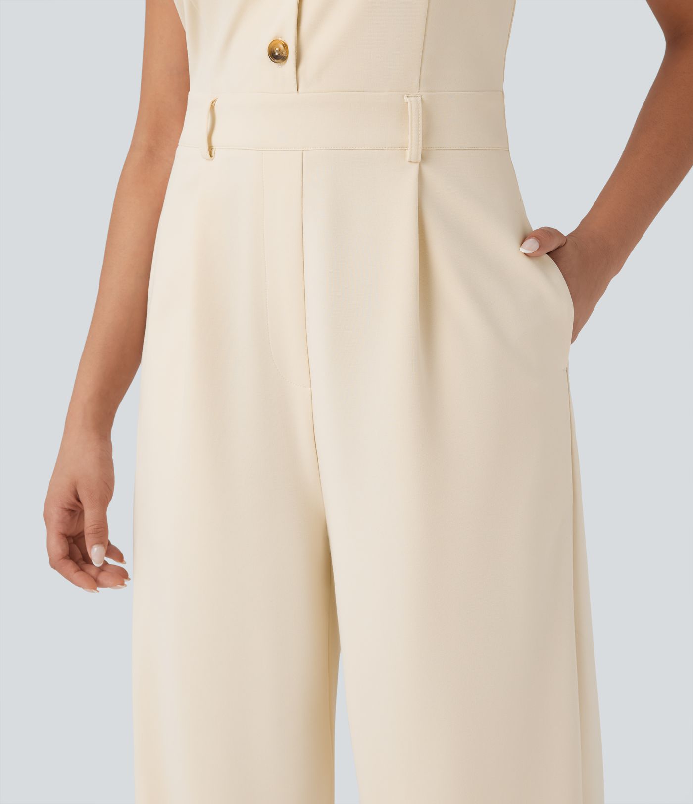 V-neck Sleeveless Casual Vest Jumpsuit with Pockets-Easy Peezy