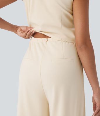 V-neck Sleeveless Casual Vest Jumpsuit with Pockets-Easy Peezy