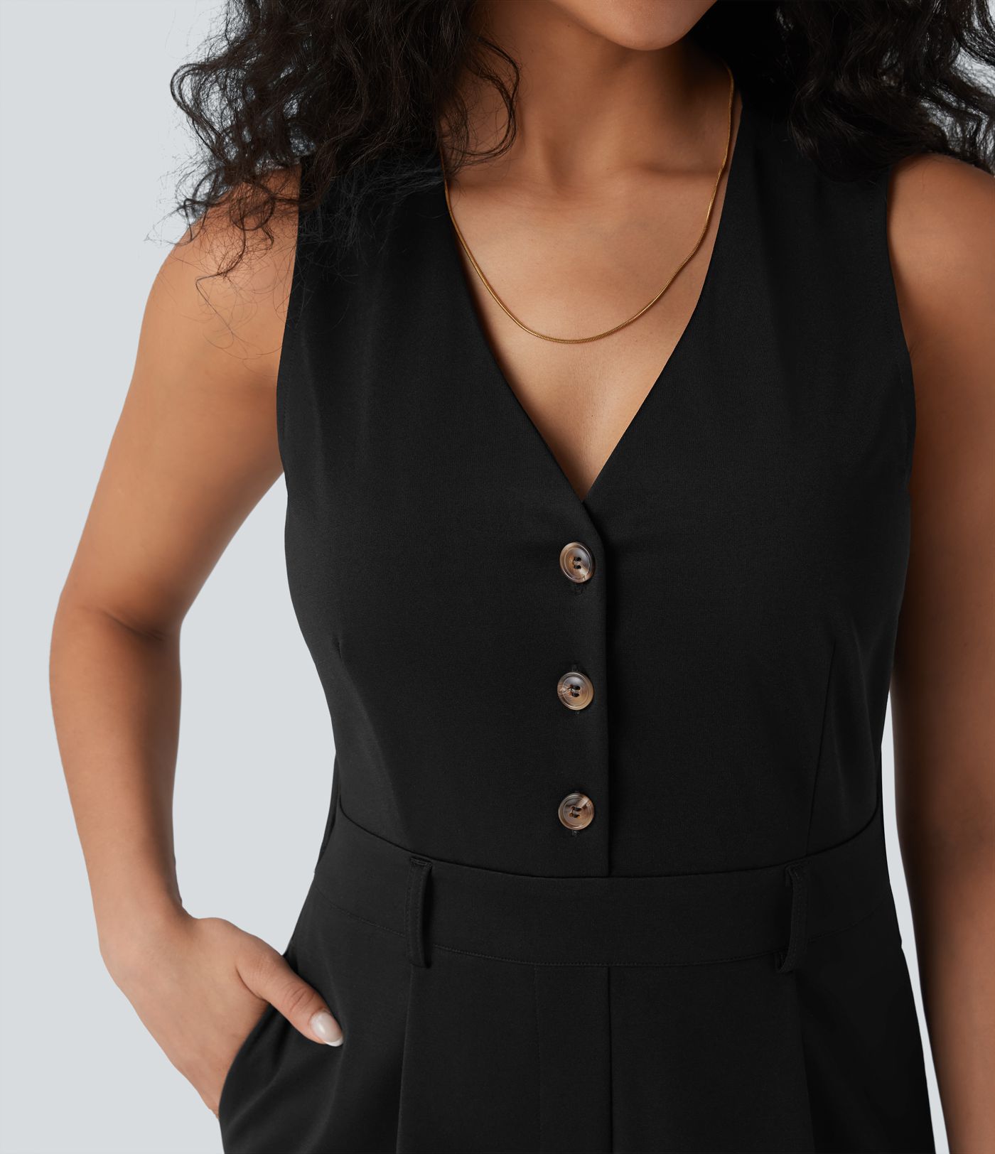 Combinaison gilet col V sans manches SculptKnit avec poches - Easy Peasy