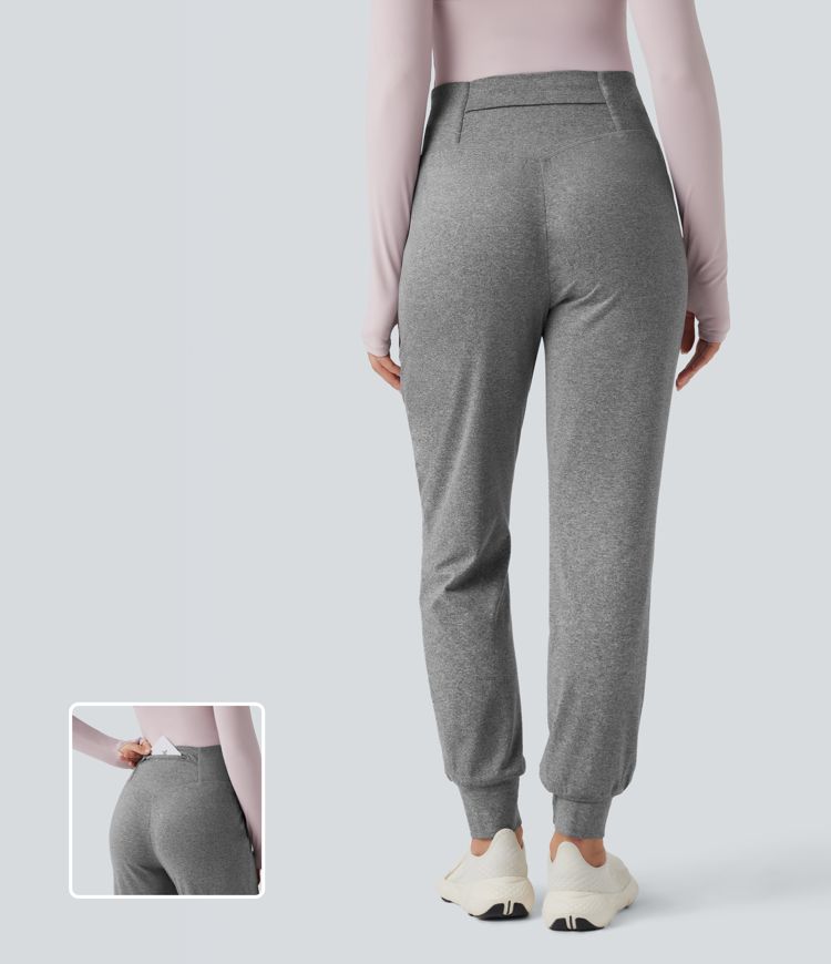 High Waisted Tapered Yoga Joggers with Pockets