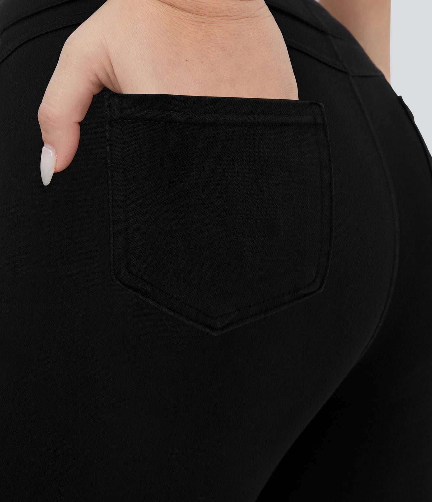 Halara Flex™ Plus Size Jeans Jeggings aus elastischem Strick-Denim mit hohem Bund und Gesäßtaschen