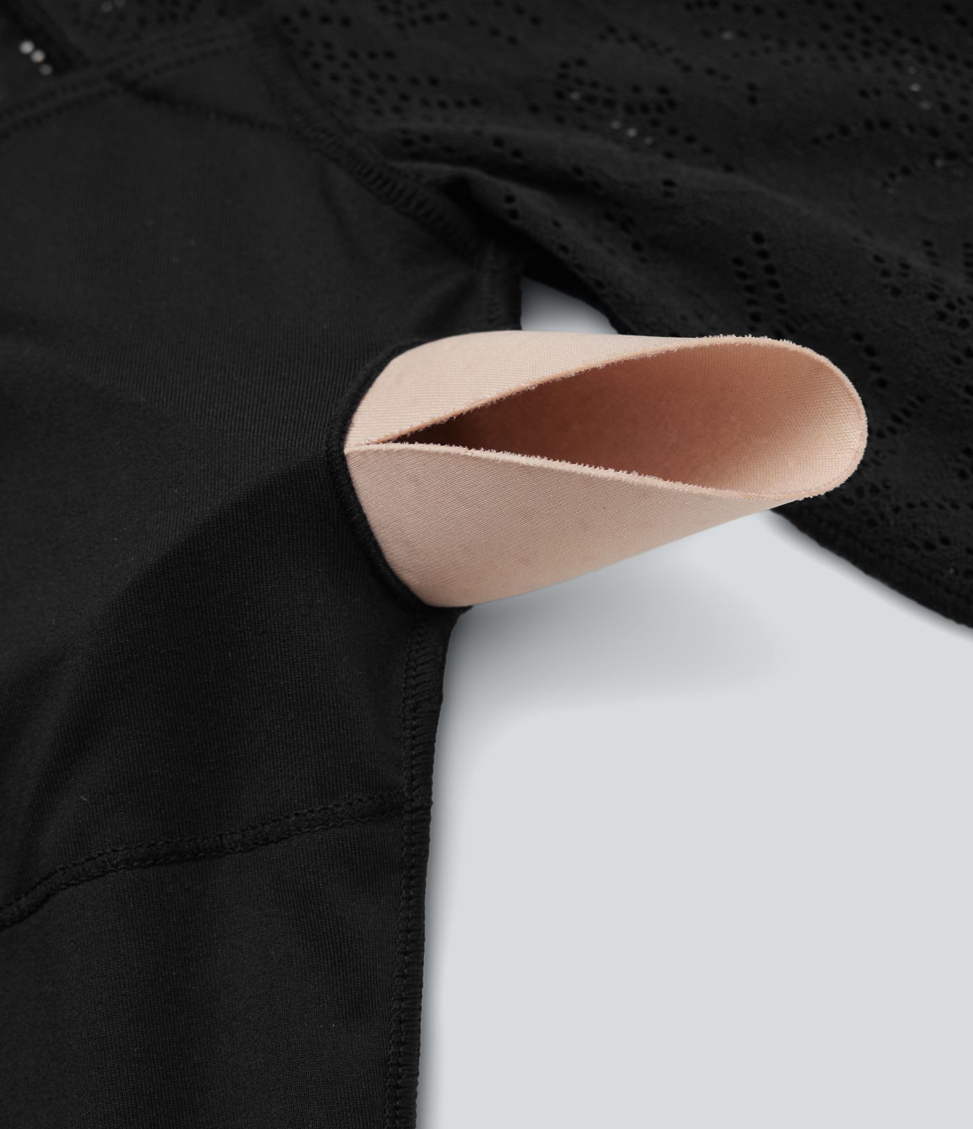 Square Neck Long Sleeve Slim Cropped Lace Casual Top